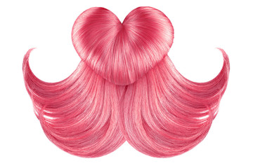 Hair heart on white, isolated. Pink doughnut bun