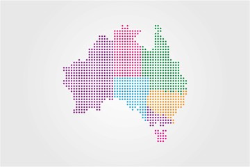 Dotted map of Australia, vector icon Illustration.