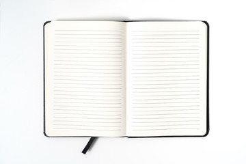 black notebook on white background with clipping path