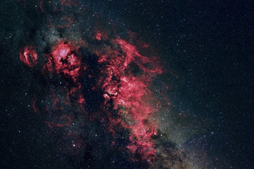 Unusual cosmic cloud of red. Elements of this image furnished by NASA were.