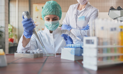 lab analysis of new corona virus, clinic laboratory chemical research of infection. Covid-19...
