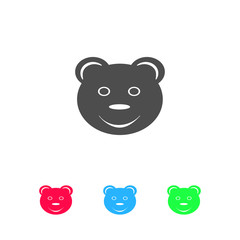 Smiling teddy bear icon flat.