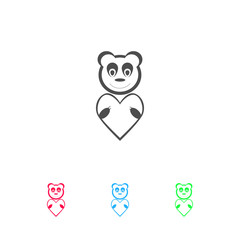 Bear Toy With Heart icon flat.