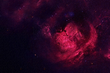 Beautiful galaxy of red color with stars. Elements of this image were furnished by NASA.