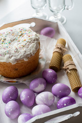 Easter holiday, colorful eggs