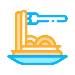 Pasta Italy Dish Icon Vector. Outline Pasta Italy Dish Sign. Isolated Contour Symbol Illustration