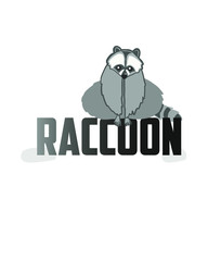 vector illustration of a raccoon with text, logo, company name. Cute raccoon