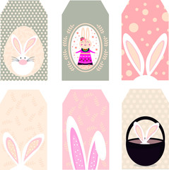 Easter bunny labels. Easter bunny illustration.