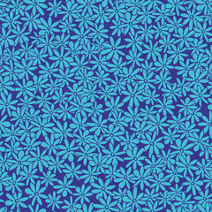 Blue flowers meadow seamless vector pattern. Decorative surface print design. Great for fabrics, scrapbook paper, gift wrap, backgrounds, greeting cards and invitations