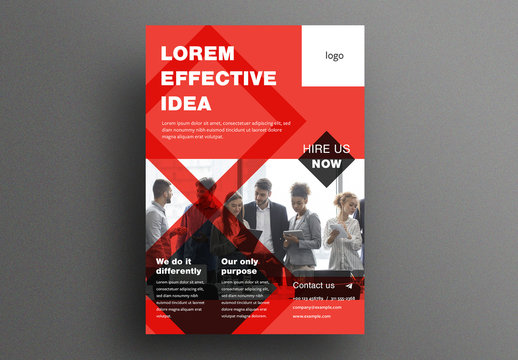 Corporate Flyer Layout with Red Geometric Elements