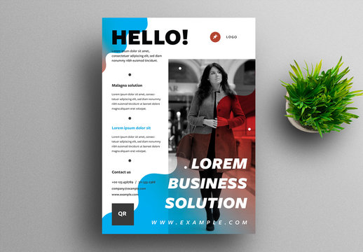 Creative Flyer Layout with Colorful Wave Overlay Element