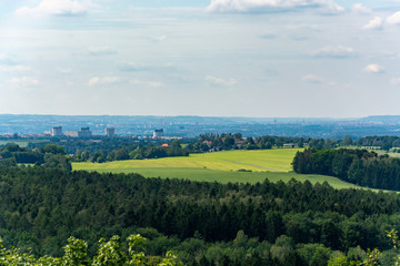 View on Dresden in the distance from the Saxon Switzerland