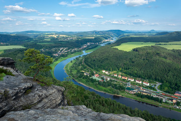 Fototapeta na wymiar The river Elbe seen from the mountain Lilienstein