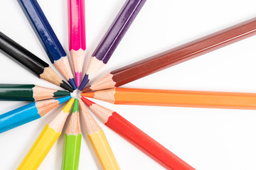 Naklejka premium Colorful wooden pencils isolated on white background