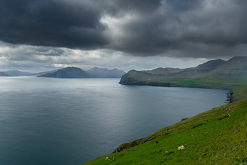 Fototapeta premium View towards Koltur island on the Faroe Islands.