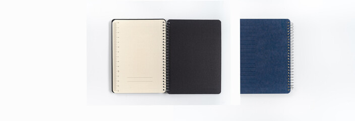 Dark blank blue notebook closed in closeup