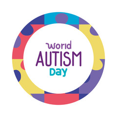 world autism day with puzzle pieces vector illustration design