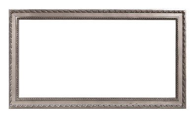 Silver frame for paintings, mirrors or photo isolated on white background