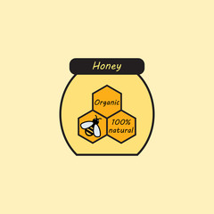 Honey icon, design concept with the inscription. Vector illustration of a collection of icons.