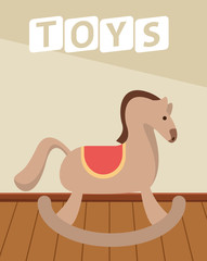 wooden horse toy isolated icon