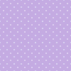 Simple vector seamless background. Polka dots on a delicate purple background. For use in design, printing, scrapbooking , and more.