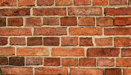 Old red brick wall, weathered, masonry, background