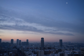 Paris skyline at sunrise