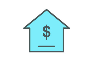 Finance house icon, bank icon