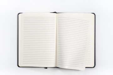 black notebook on white background with clipping path