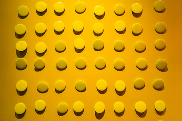 Yellow badges wall