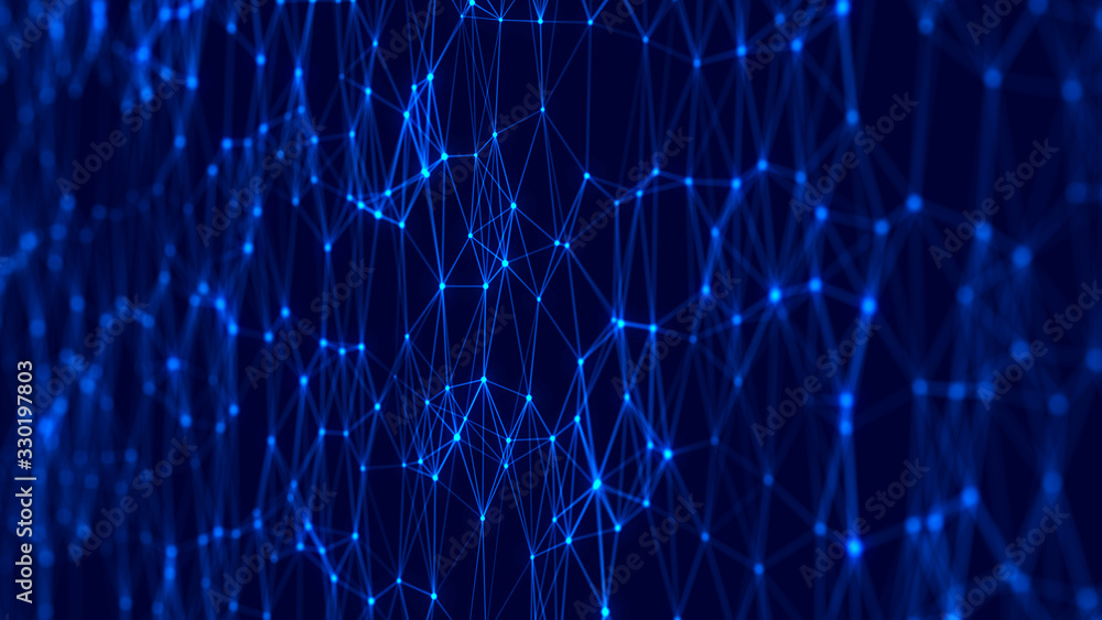 Leinwandbilder Abstract technology background. Artificial intelligence. Science background. Big data visualization. 3D rendering.