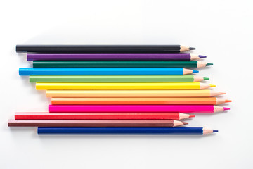 Color pencils isolated on white background.Close up.