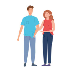 young couple avatar character icon vector illustration design