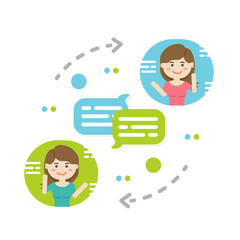 Businesswoman chat bubble, discuss social network, news