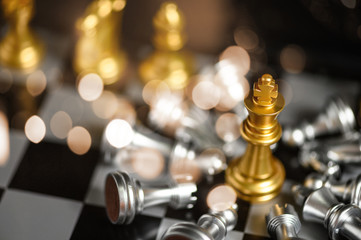 The winner in chess game. Business competition concept. Fighting and confronting problems.