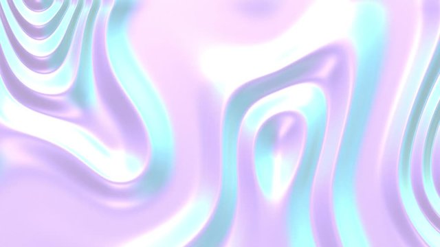 Holographic pearlescent motion liquid background. Iridescent psychedelic silky fluid paint. 3d render looping animation.