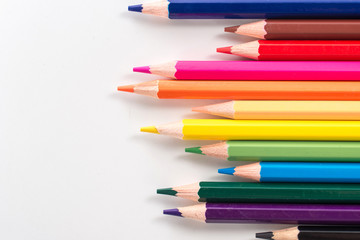 Naklejka premium Color pencils isolated on white background.Close up.
