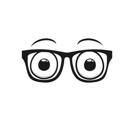 Design of eyes with glasses looking