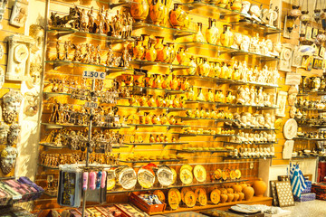 Colorful gift and souvenir shops in the historic center of Athens, Greece.
