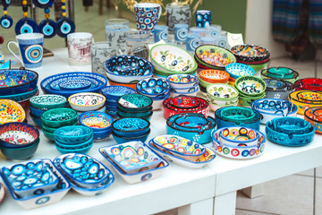 Colorful gift and souvenir shops in the historic center of Athens, Greece.