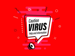 Quick Tips badge with Loudspeaker. Illustrations concept coronavirus COVID-19. Virus wuhan from China. Alert on Pandemia. 