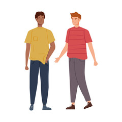 group of young men avatar characters vector illustration design