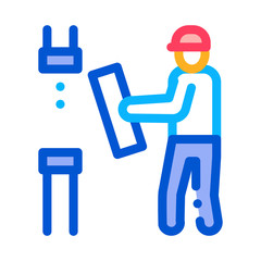 Man Change Pipe Icon Vector. Outline Man Change Pipe Sign. Isolated Contour Symbol Illustration