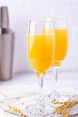 Mimosa cocktail with orange juice