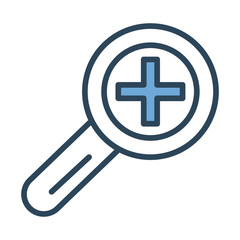 Fototapeta premium magnifying glass with medical cross symbol half line and color style