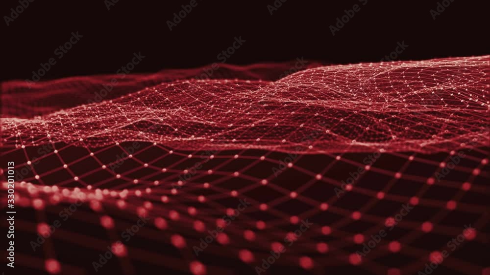 Poster background abstract digital wave and light square particles in organic motion. wave of particles and