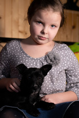 little girl with a dog
