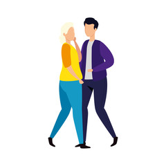 young couple avatar character icon vector illustration design