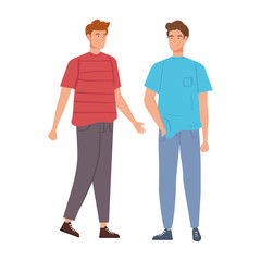 group of young men avatar characters vector illustration design