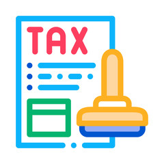 Obraz premium Tax Paper Stamp Icon Vector. Outline Tax Paper Stamp Sign. Isolated Contour Symbol Illustration